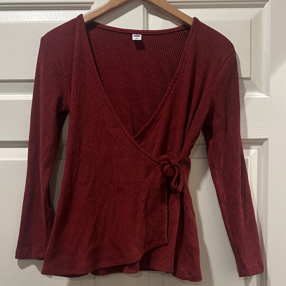 Old Navy Burgundy Wrap Blouse